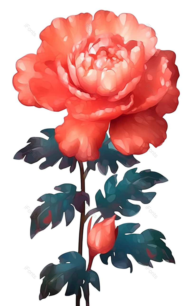 叶子图片,清新元素,红色的花PNG,牡丹免抠素材